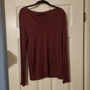 Rachel Zoe long-sleeve ribbed shirt - maroon - size XL